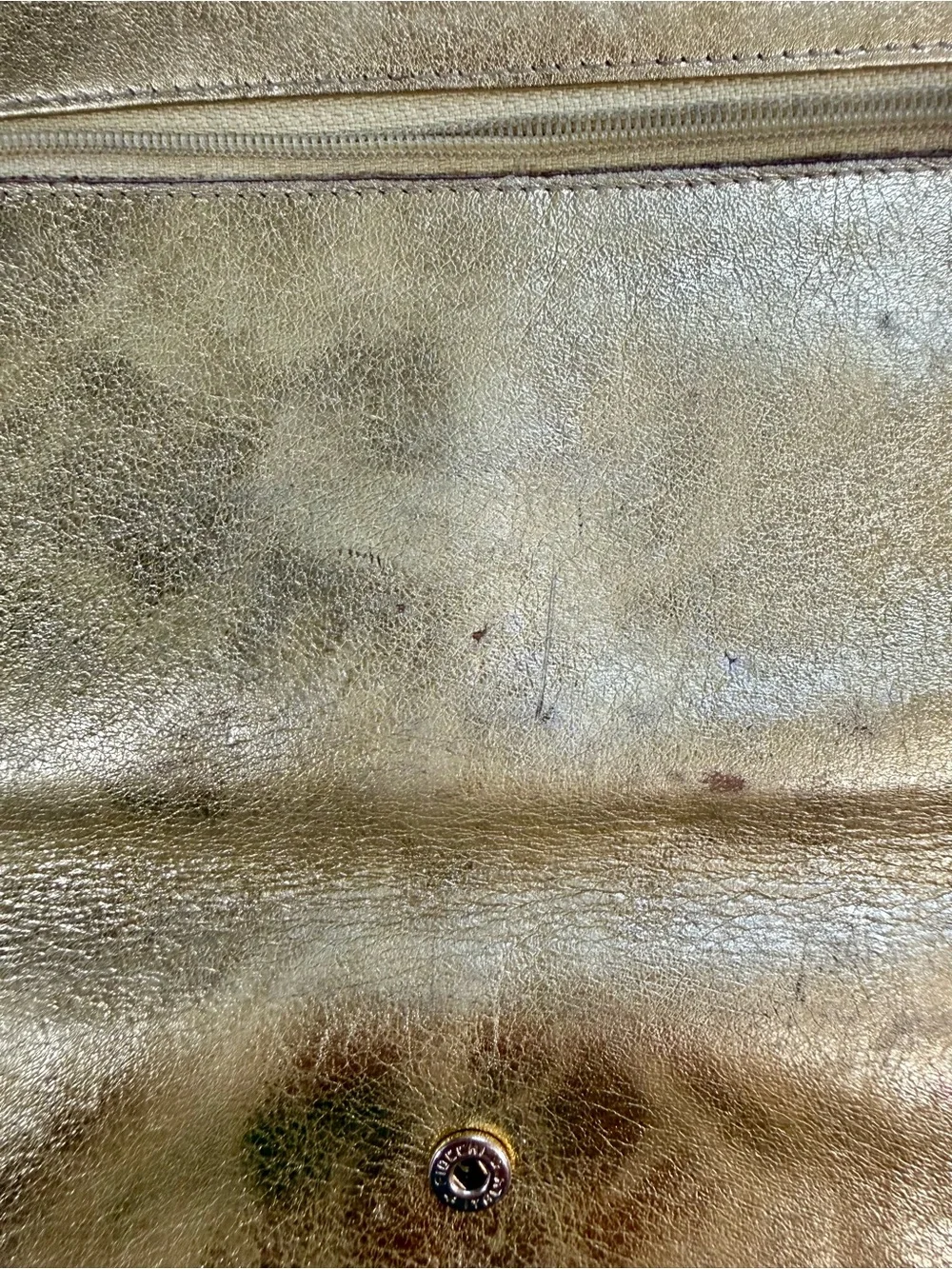 Metallic Gold Phone Wallet Case with Embossed Monogram Detail